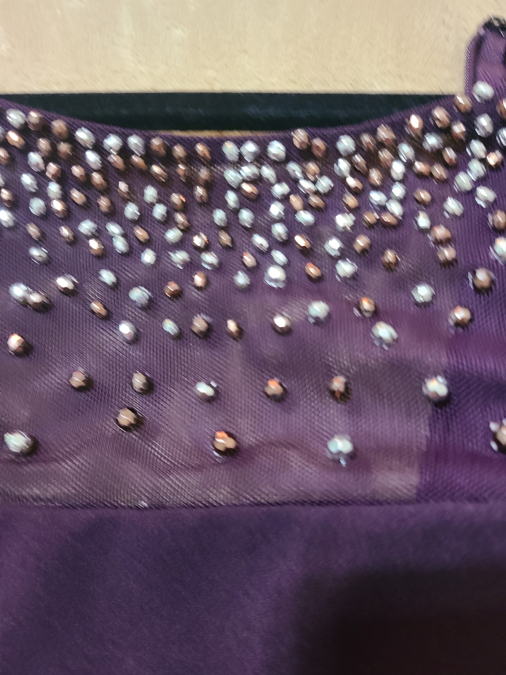 Alex Evenings Plum Beaded Illusion-Sleeve Cocktail Dress - Picture 7 of 11